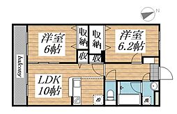 ガーデンヒルズ平泉東 2LDKの間取図画像