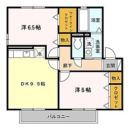 リビングタウン島C 2DKの間取図画像