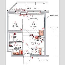 ハーモニーレジデンス神楽坂ヒルズthird 2Kの間取図画像