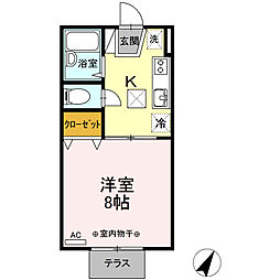 エクレール 1Kの間取図画像