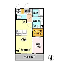 フォンテーヌ 1LDKの間取図画像