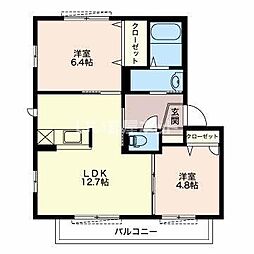 ボヌール大道下 2LDKの間取図画像