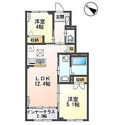 仮)スターテラスII宇都宮市下栗新築アパート 2LDKの間取図画像