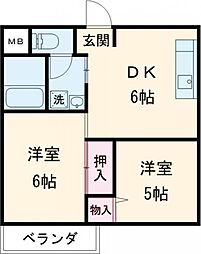 セレコート枚方2 2DKの間取図画像