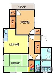 ロングヒル2 3DKの間取図画像