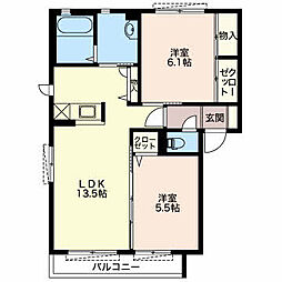 サニープレイス 2LDKの間取図画像