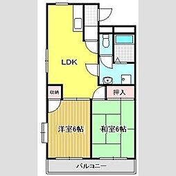 エスポワール辻畑 2DKの間取図画像