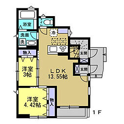 鎌倉市材木座2丁目アパート 2LDKの間取図画像