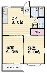 シャトル金子 2DKの間取図画像