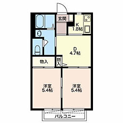 ロイヤルグリーンハイツ 2DKの間取図画像