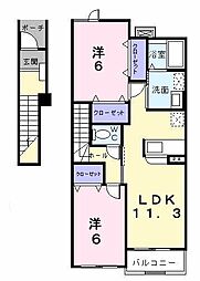 アリコ・イーリスA 2LDKの間取図画像