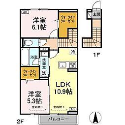 キルシェハイム 2LDKの間取図画像