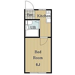 三沢ハイツ 1Kの間取図画像
