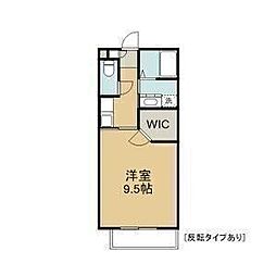 アルベールC棟 1Kの間取図画像