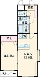 ホポロ大形本町 1LDKの間取図画像