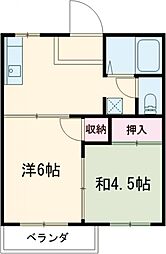 渡辺ハイツB 2Kの間取図画像