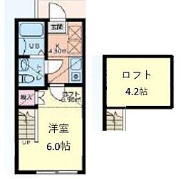キュステ 1Kの間取図画像