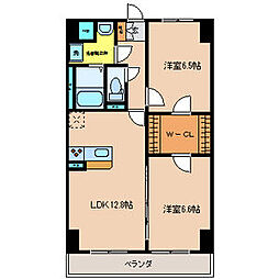 グラースリオ 2LDKの間取図画像