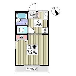 ベールハイム 1Kの間取図画像