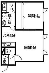 カサブランカ 1LDKの間取図画像