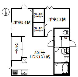 Nexus姪浜 2LDKの間取図画像