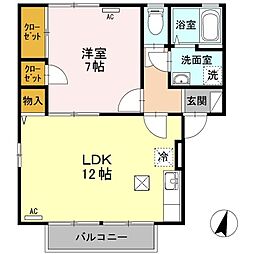 アコール近江A 1LDKの間取図画像