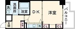 デルファーレ神戸三宮 1DKの間取図画像