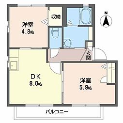 ダイヤメゾンA 2DKの間取図画像