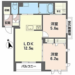 ベレオ・ミュウ 2LDKの間取図画像