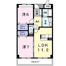 シオン秋山 2LDKの間取図画像