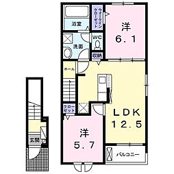 個邸昆陽 2LDKの間取図画像