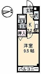 メゾンフローラ 1Kの間取図画像
