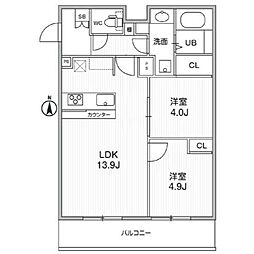THE PALMS MUSE 新江古田(ザパームスミューズシ 2LDKの間取図画像
