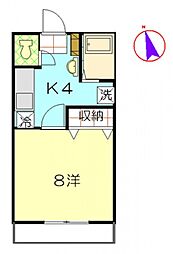 パストラルハイムみそのう 2階1Kの間取り