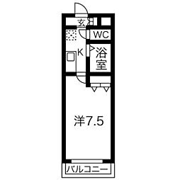 A・City伊賀新町 1Kの間取図画像