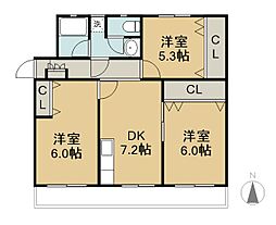 ナーシェル 3DKの間取図画像
