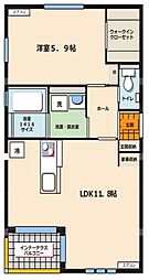 ハイムスクエア石巻双葉三番館 1LDKの間取図画像