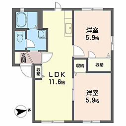 シャーメゾンエチュードB 2LDKの間取図画像