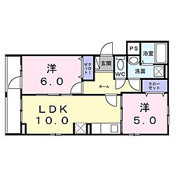 ヴィラ  オーブ - K 2LDKの間取図画像