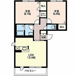 ベレオ南笹口2 2LDKの間取図画像