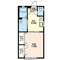 メノマーレA 1Kの間取図画像