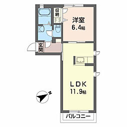 シャーメゾン・ピノA 1LDKの間取図画像