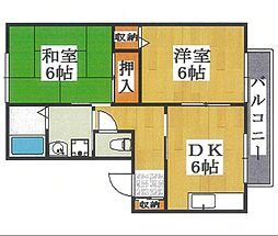 エクセレント西明石C 2DKの間取図画像