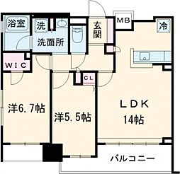 ライオンズ国泰寺グランアクシス 2LDKの間取図画像