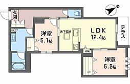 シャーメゾン カレ リアンジュ 2LDKの間取図画像