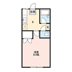 ポムフリット 1Kの間取図画像
