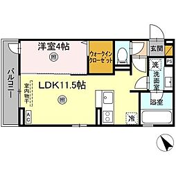 ラヴィエベル 1LDKの間取図画像