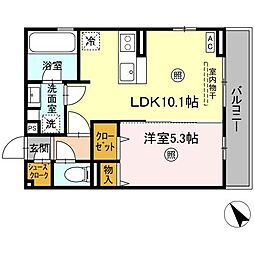ラヴィエベル 1LDKの間取図画像