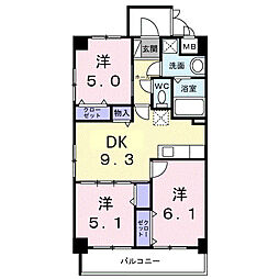 ソル・レヴァンテ 3DKの間取図画像
