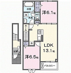 カーサ・フィオーレV 2LDKの間取図画像